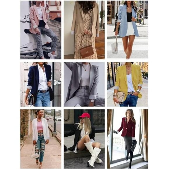 Womens Blazer Jackets with Pockets Black - Picture 5 of 5